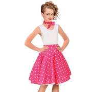 Pink 50s Polka Dot Skirt & Neck Scarf - Child One Size