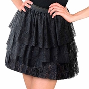 Black Lace Tiered Skirt (Rara) - Adult One Size