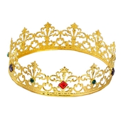 Gold Royal Crown with Faux Gems (Metal) - Adult Size