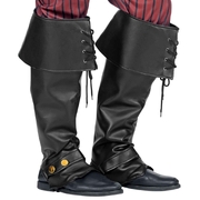 Black Leather Look Boot Covers - Adult Size