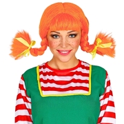 Playful Girl Orange Plaits Wig - Adult