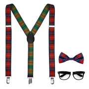 Nerd Accessories Set (Braces, Bow Tie, Glasses) - Adult