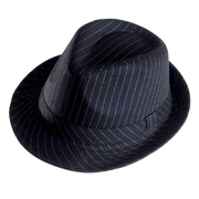Black Pinstripe Gangster Hat - Adult One Size (58cm)