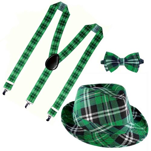 Irish Accessory Set (Hat, Tie, Suspenders) - One Size