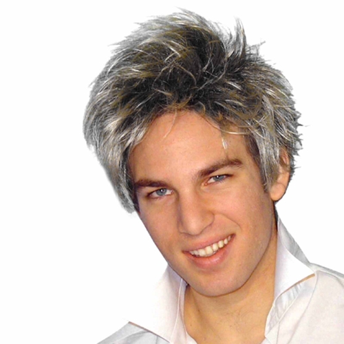 Spunky 80s Guy Short Wig (Bleached Blonde Streaks)