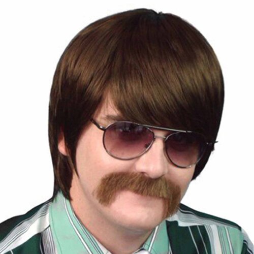 Brown 70's Mod Guy Wig