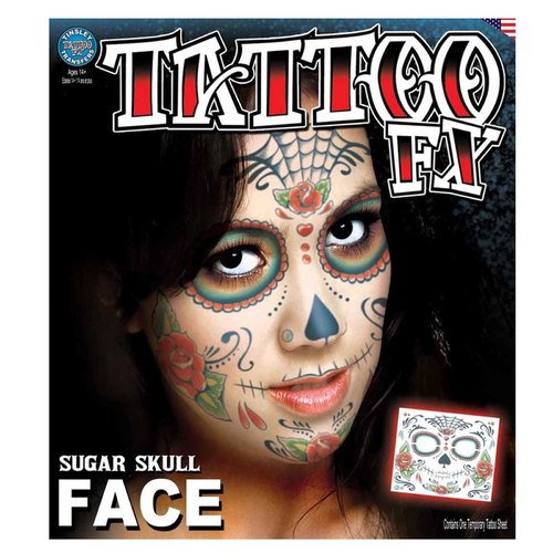 Tinsley Temporary Tattoo FX - Sugar Skull Full Face