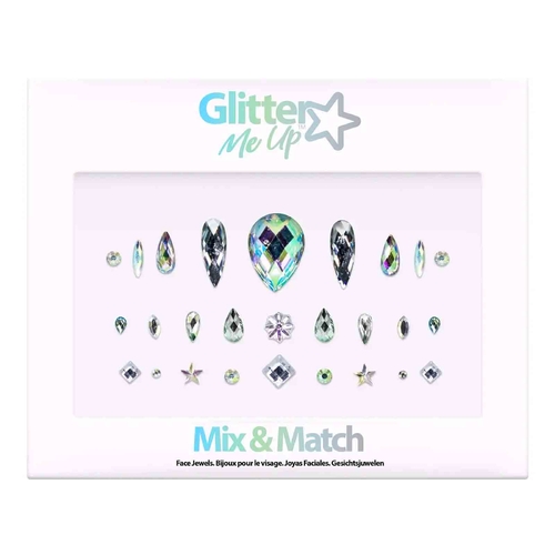 Mix & Match Stick-On Face Jewels - 27 Gems (AB Clear)
