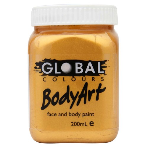 Global Body Art 200ml Jar Facepaint - Metallic Gold