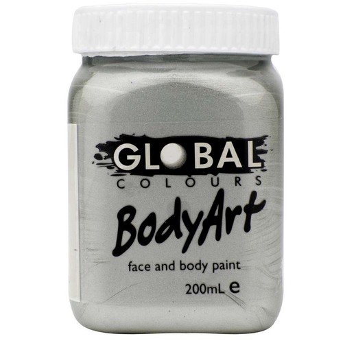 Global Body Art 200ml Jar Facepaint - Metallic Silver