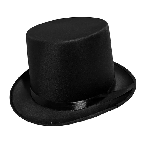 Satin Black Tall Top Hat (Lincoln Style) - Adult 63cm