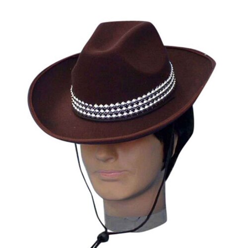 Brown Cowboy Hat with Silver Band (61cm)