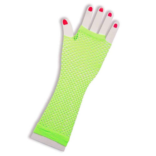 Fingerless Fishnet Gloves - Neon Green