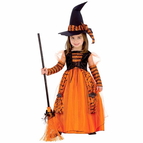 Orange Sparkle Witch Costume - Child Small