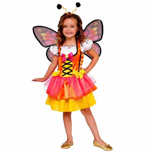 Orange, Pink & Yellow Butterfly Costume - Child Large