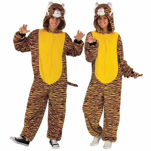 Tiger Hooded Jumpsuit - Adult Small-Medium