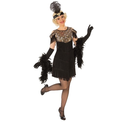 Gold & Black Flapper Costume - Adult Small
