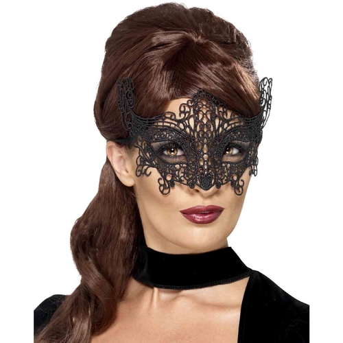 Filigree Black Lace Swirl Eyemask - Adult