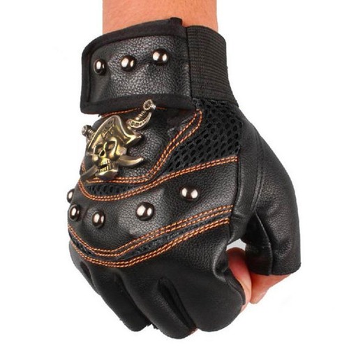 Steampunk Gloves with Studs & Crossbone