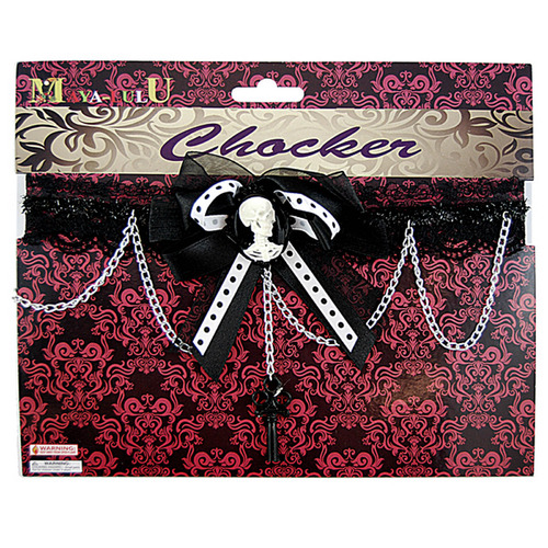 Steampunk Choker - Black with Lace