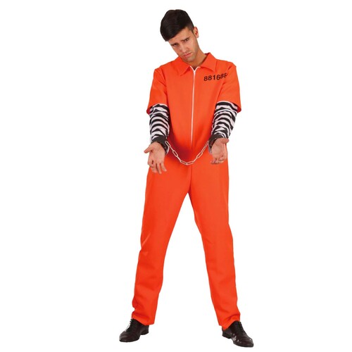 Prisoner Costume (Orange Jumpsuit) - Adult Medium