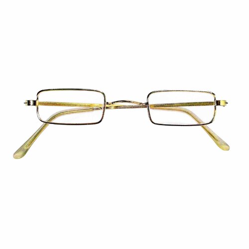 Square Santa Glasses Gold Rim Clear Lenses