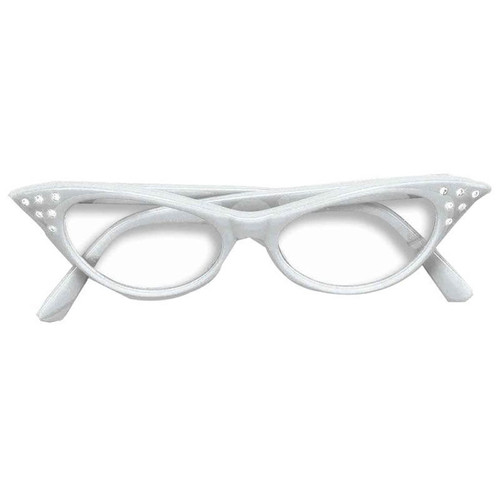 50s Rhinestone Glasses - White