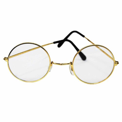 Lennon/Santa Round Glasses - Clear (Gold Rim)