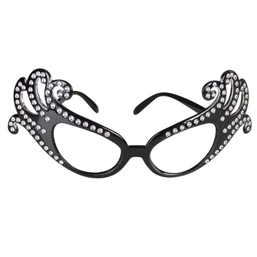 Dame Edna Glasses - Black with Clear Lenses