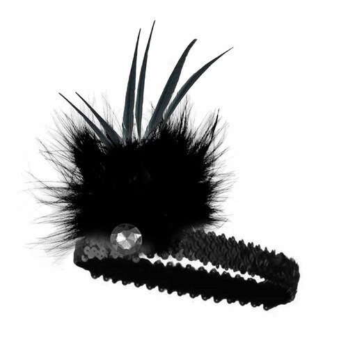 20s Flapper Sequin Headband - Black