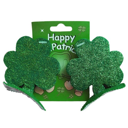 Shamrock Glitter Hair Clips