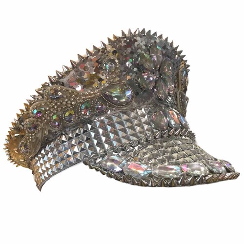 Festival Hat - Burning Man Sequin Silver/White (Seconds)