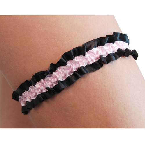 Black & Baby Pink Leg Garter - Adult One Size