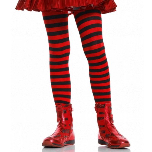 Black & Red Stripe Tights - Girls XLarge