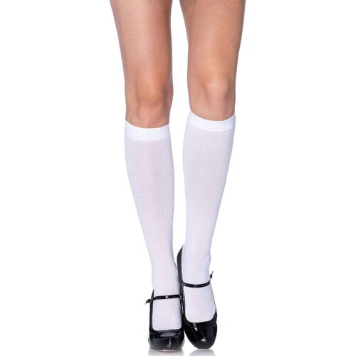 White Opaque Knee High Socks (Winnie) - Adult One Size