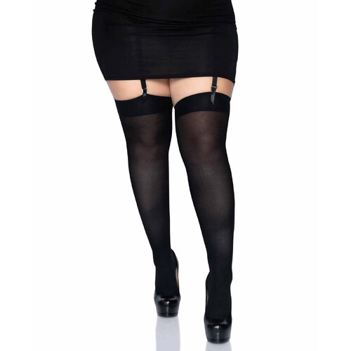 Black Thigh High Stockings - Adult Plus Size