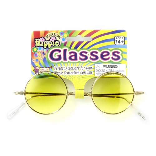 Lennon Hippie Glasses - Small Yellow Lenses/Gold Frames