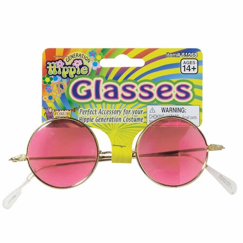 Lennon Hippie Glasses - Small Pink Lenses/Gold Frames