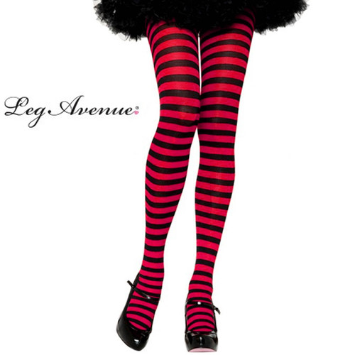 Black & Red Stripe Tights - Adult