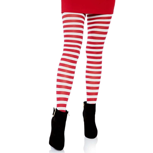 White & Red Stripe Tights - Adult Standard