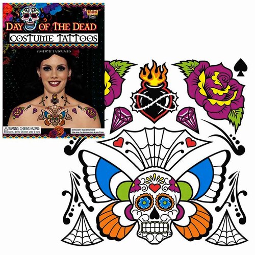 Day of the Dead Temporary Body Tattoo - Multicolour
