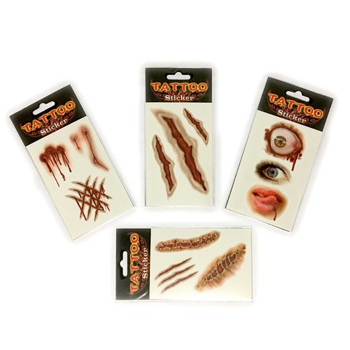 12  x Wounds Temporary Tattoos