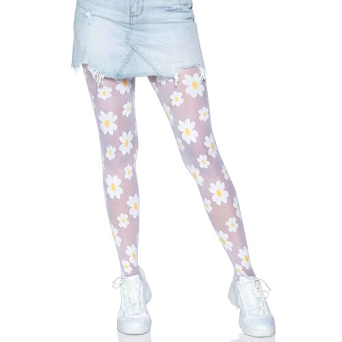 Daisy White Sheer Tights - Adult One Size