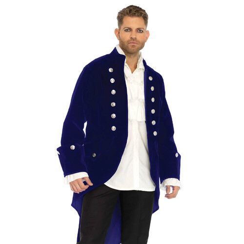 Blue Velvet Military Coat - Adult Large