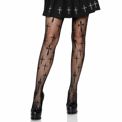 Worship Me Black Fishnet Tights - Adult One Size