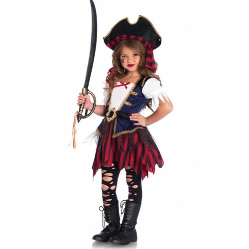 Caribbean Pirate 2 Piece Costume- Child Medium