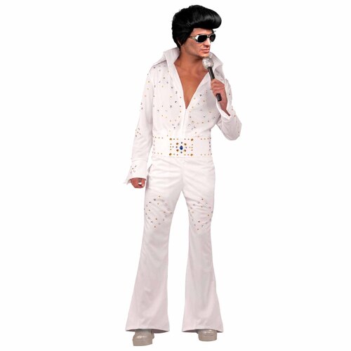 Vegas Superstar Costume (Elvis White Jumpsuit) - Adult XLarge