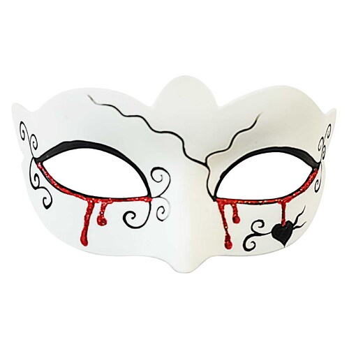 White Day of the Dead Mask with Bleeding Eyes
