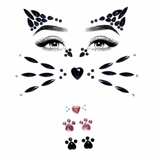 Adhesive Face Jewels Sticker - Animal