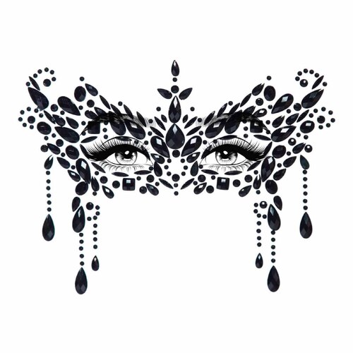 Masquerade Adhesive Face Jewels Sticker - Black